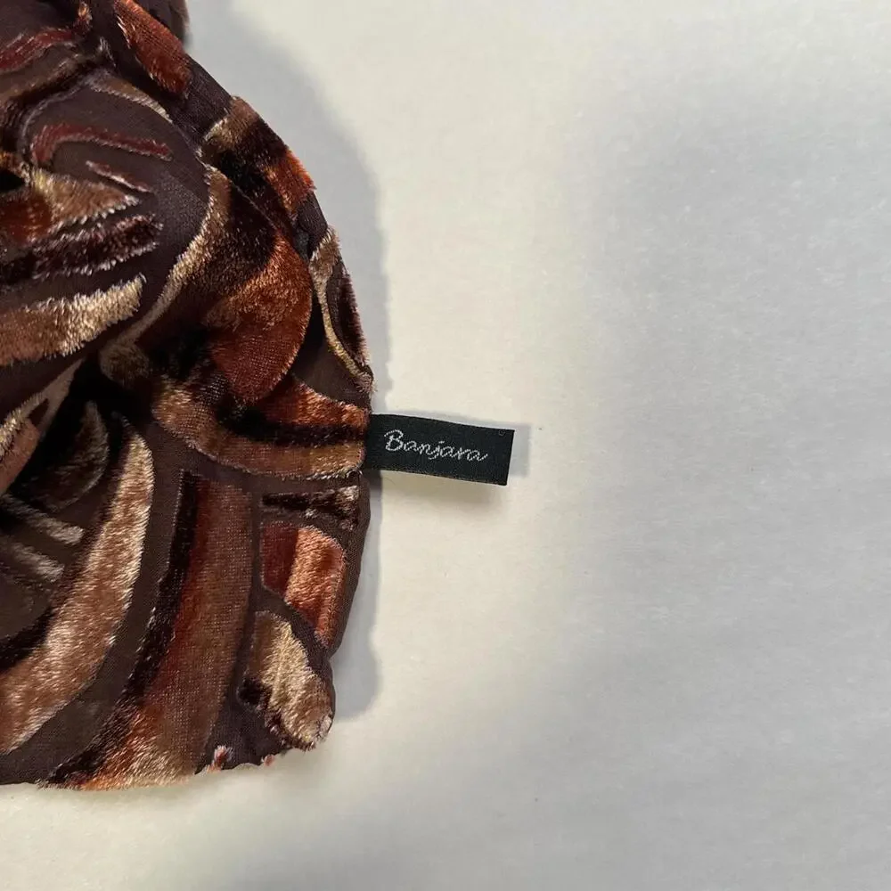 Vintage Banjara Silk Blend Burnout Velvet Scarf - Earthy Abstract Boho‎